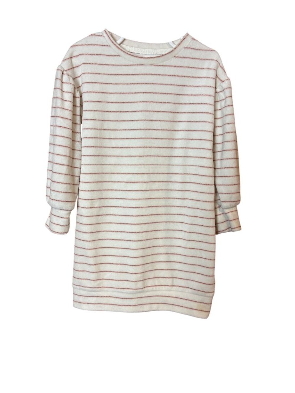 Gap Kids Striped Long-Sleeve Top XS White With Metallic Pink Stripes Cotton Blen
